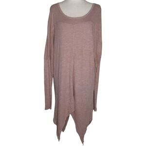 XCVI Dusty Pink Slub Knit Tunic Length Cotton Blend Tunic Top Size Medium